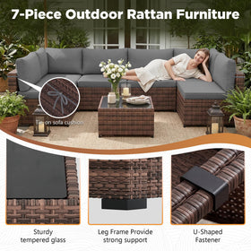 LHBcraft 7-piece armless sofa offering flexible patio seating.