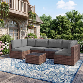 LHBcraft 7-piece corner sofa for cozy outdoor lounging.