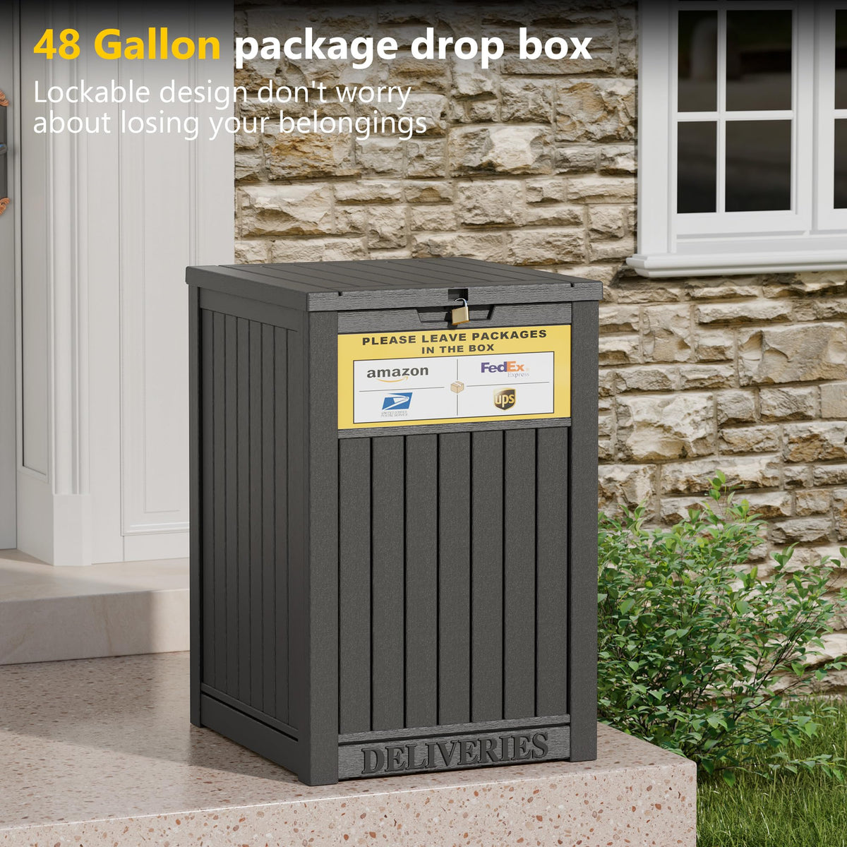 LHBGO 48-gallon capacity offers spacious parcel storage