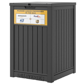 LHBGO outdoor delivery box with visible sign shows secure delivery option