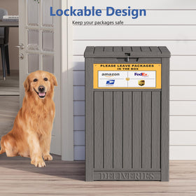 LHBGO durable porch storage solution for tools and packages.