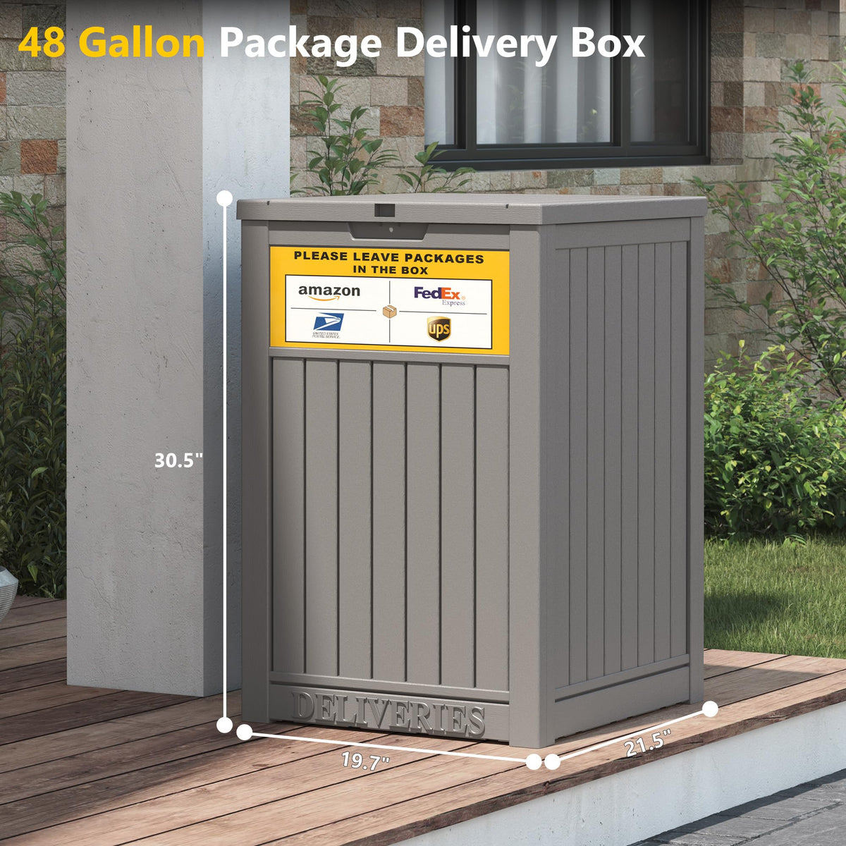 LHBGO lockable lid delivery box secured on your porch.
