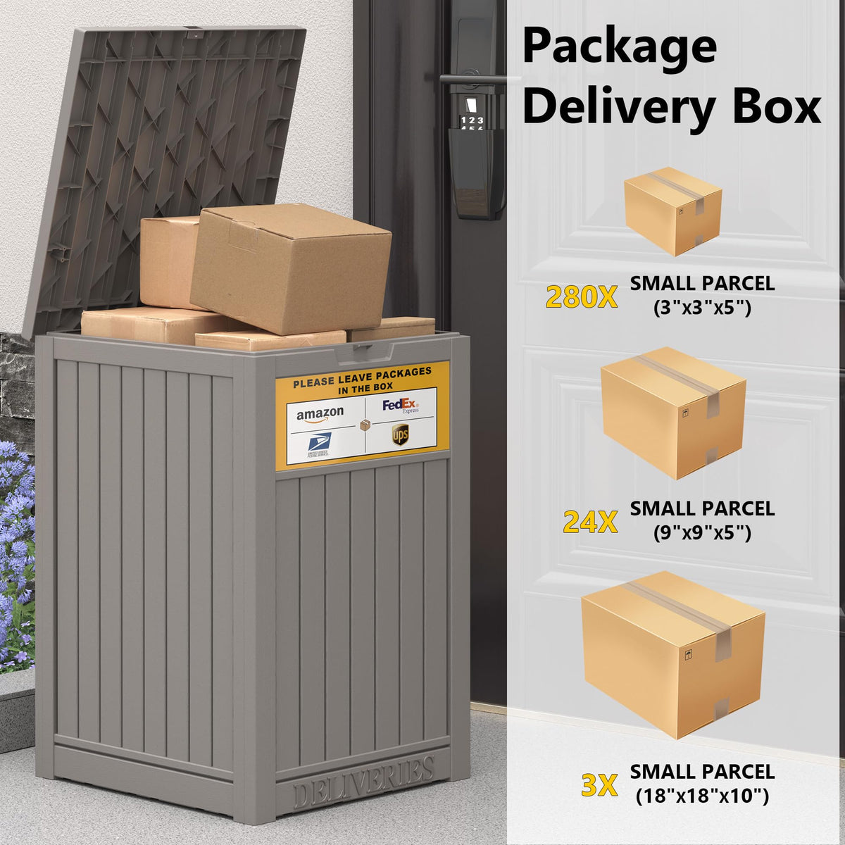 LHBGO waterproof outdoor box protecting shipments from rain and dust.