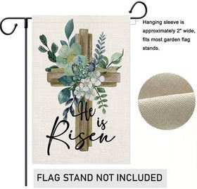 LHSION Burlap yard flag with cross print, weather resistant for outdoor use