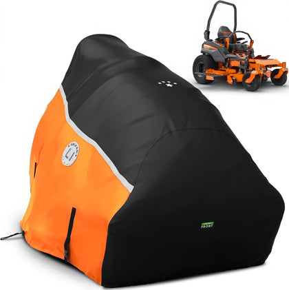LI LIBZAKI 420D mower cover, front view, protecting from rain and sun