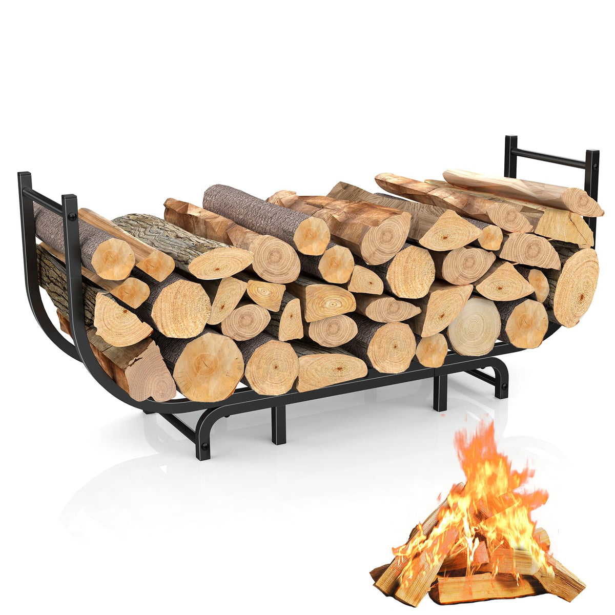 LIANTRAL curved firewood rack 48-inch profile keeps logs neatly stacked for easy access