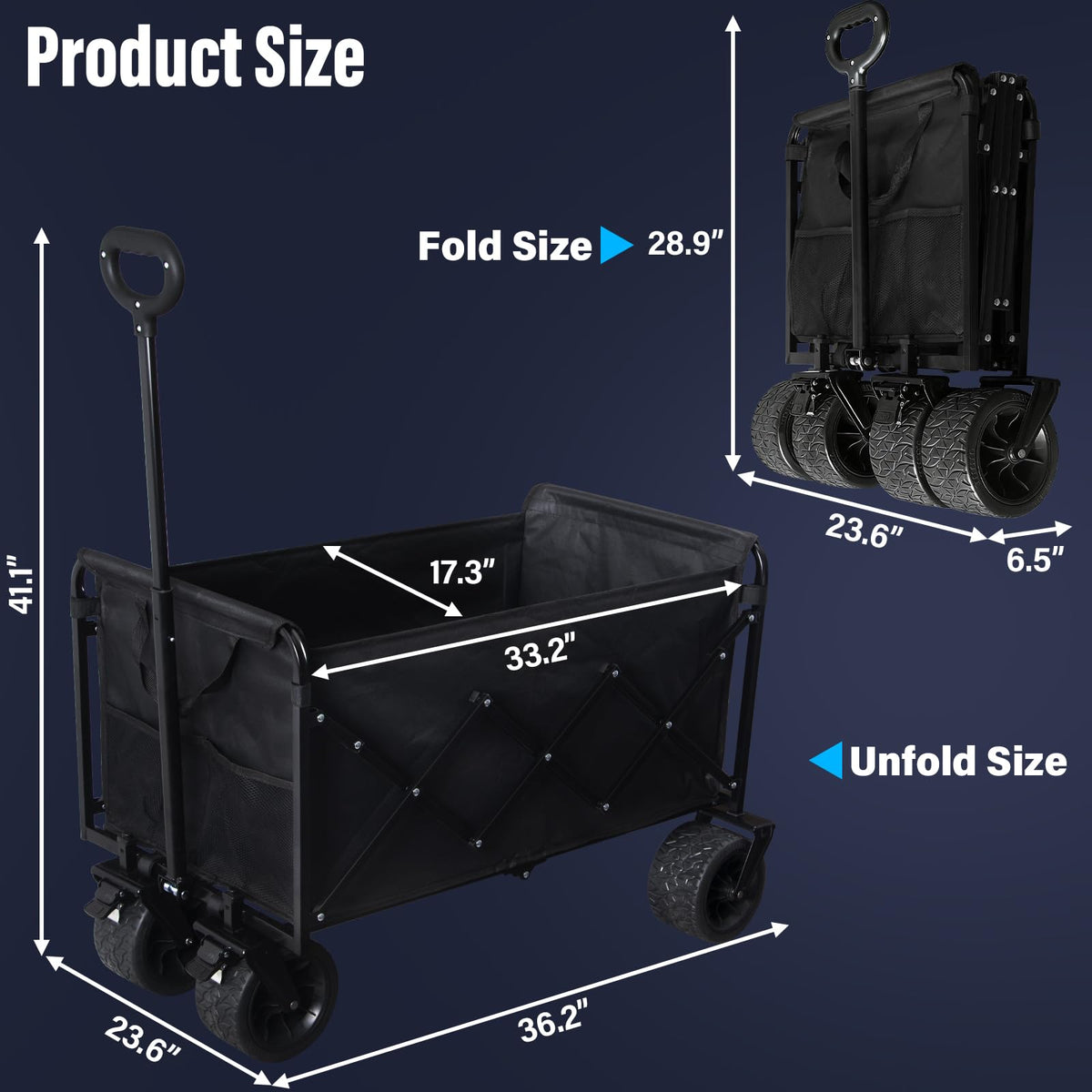 LIAPOTT front-wheel brakes keep the wagon secure when parked