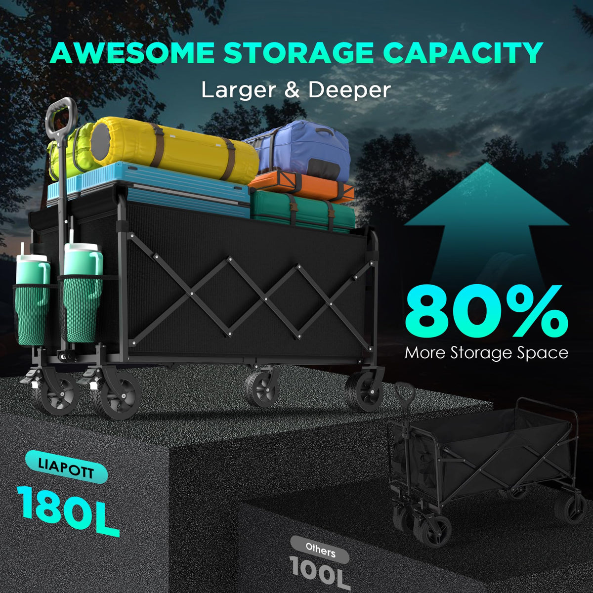 LIAPOTT wagon folds to compact size for easy storage