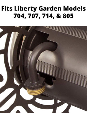 Dimensions view of Liberty Garden elbow connector for verification