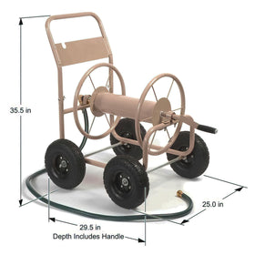 Liberty Garden hose cart dimensions show compact 22.75 by 15 by 15.38 inches.