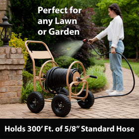 Liberty Garden cart rolling over rough terrain with pneumatic tires.