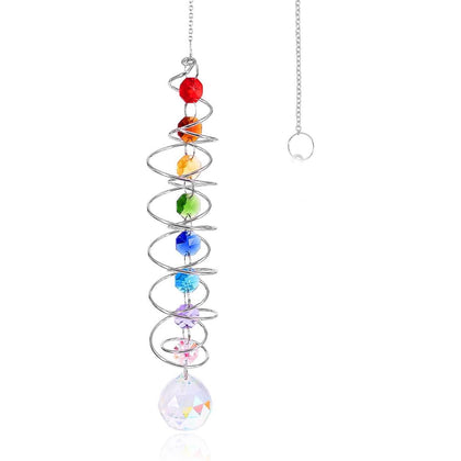 Libiline crystal rainbow spiral wind spinner delivering vivid rainbow color display