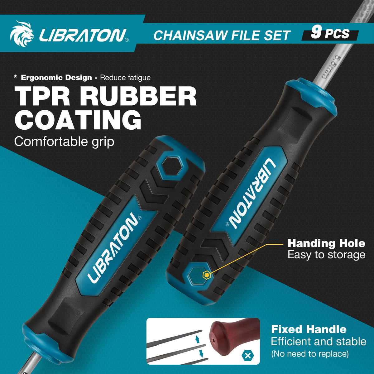 LIBRATON chainsaw file set 7/32 inch for fast, accurate sharpening results