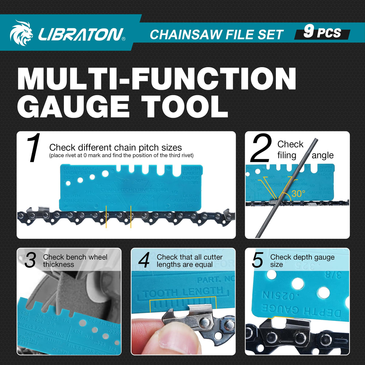 LIBRATON filing guide tool helps consistent tooth angle during sharpening