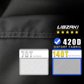 Sleek LIBZAKI grill cover adds modern style while protecting equipment.