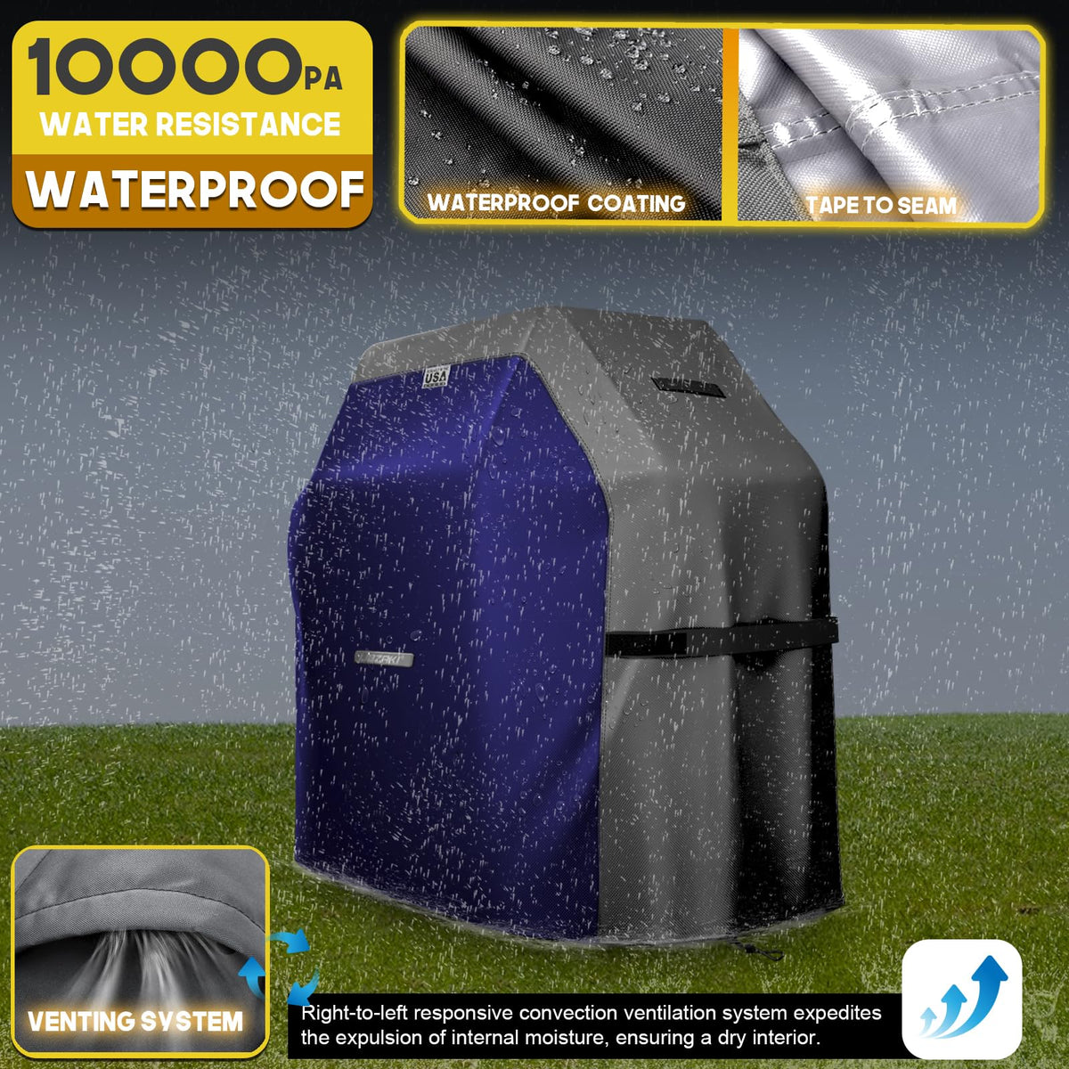 LIBZAKI windproof design with adjustable straps keeps the cover secure.