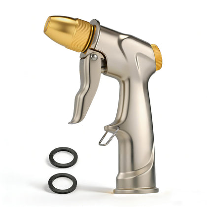 Lichamp heavy-duty garden hose nozzle showcases rugged all-metal build for reliable watering and cleaning.