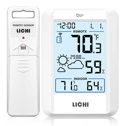 LICHI indoor-outdoor thermometer display shows real-time temperatures for home comfort