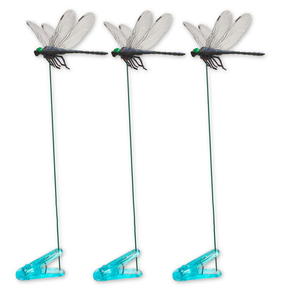 Lidengle dragonfly clips black 3pcs package, lightweight garden accents add life to plants