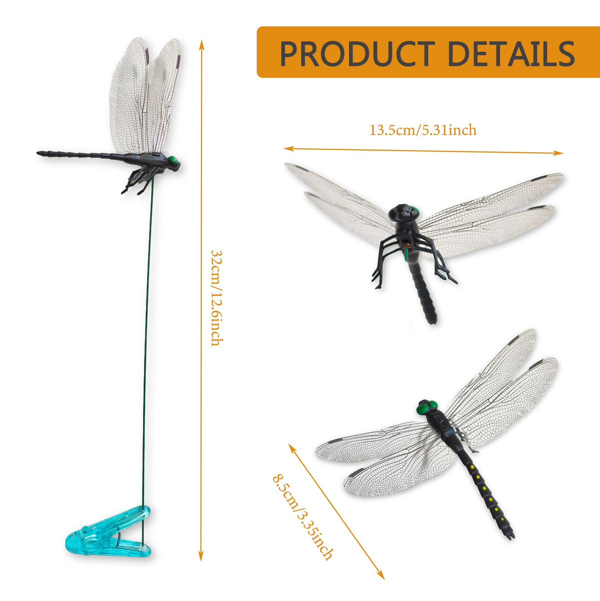 Closeup of Lidengle dragonfly model showing realistic features and PVC finish