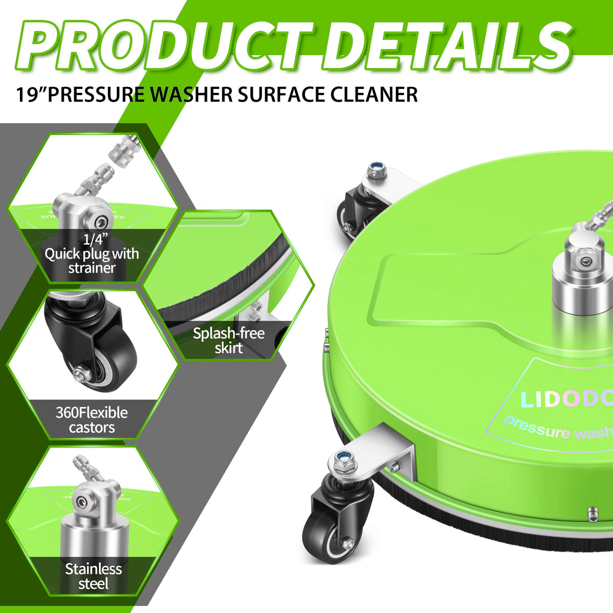 LidoDola dual-nozzle rotating jets cleaning a large patio area