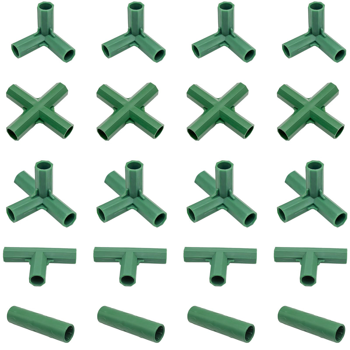LIDSCURA three-way garden frame connector in green plastic for versatile frame builds.