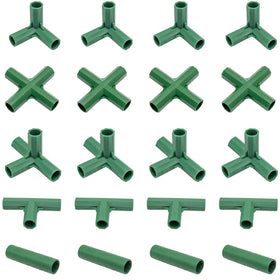 LIDSCURA three-way garden frame connector in green plastic for versatile frame builds.