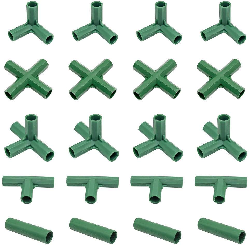 LIDSCURA three-way garden frame connector in green plastic for versatile frame builds.
