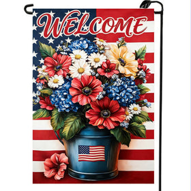 LienzoFest 4th of July garden flag in burlap, weather-resistant and vibrant from any angle.