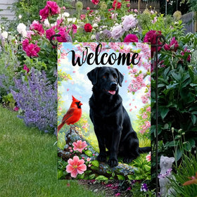 LienzoFest cardinal flowers garden flag exterior adds color while withstanding wind and rain.