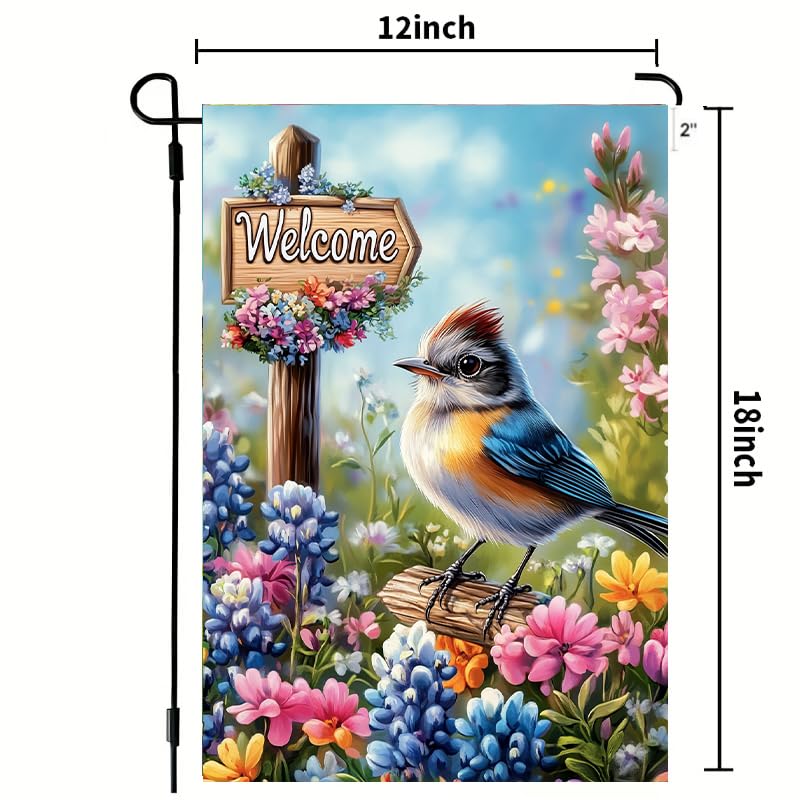 LienzoFest front-porch garden flag blends birds and blooms