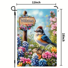 LienzoFest front-porch garden flag blends birds and blooms