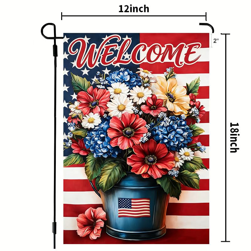 LienzoFest patriotic flowers motif with red blue white colors for outdoor decor.