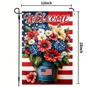 LienzoFest patriotic flowers motif with red blue white colors for outdoor decor.