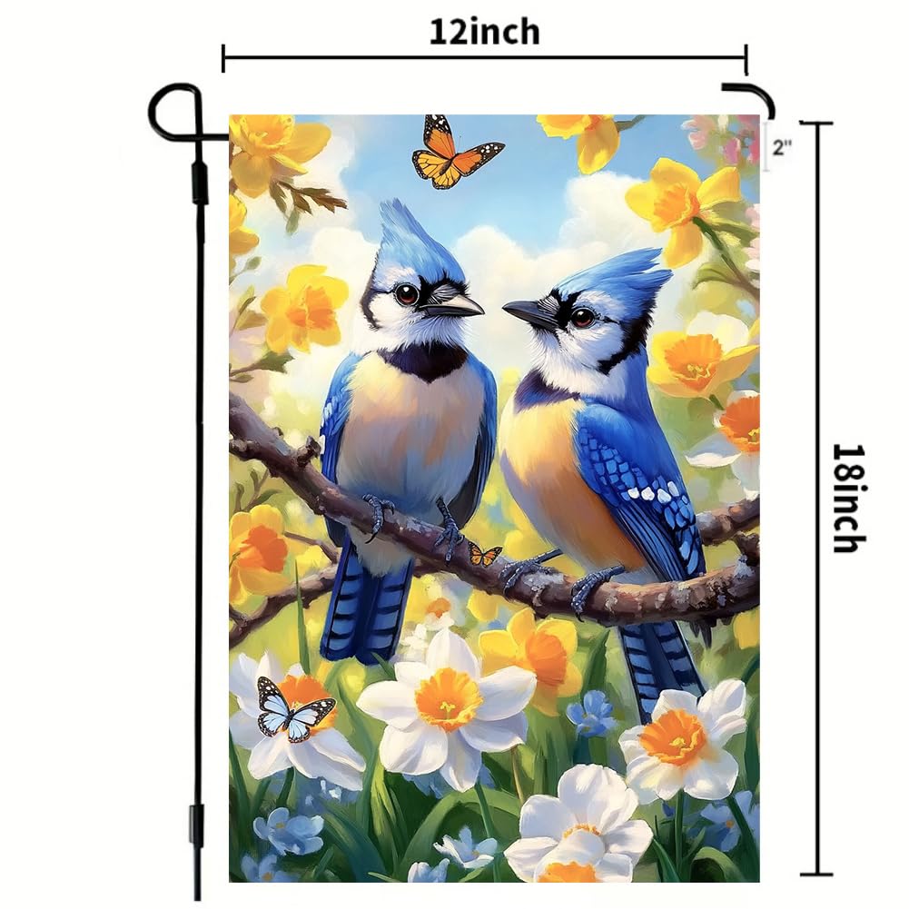 LienzoFest blue bird and floral flag brightens porch spaces