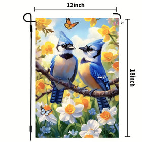 LienzoFest blue bird and floral flag brightens porch spaces