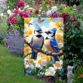 LienzoFest double-sided flag shows crisp floral pattern from all angles