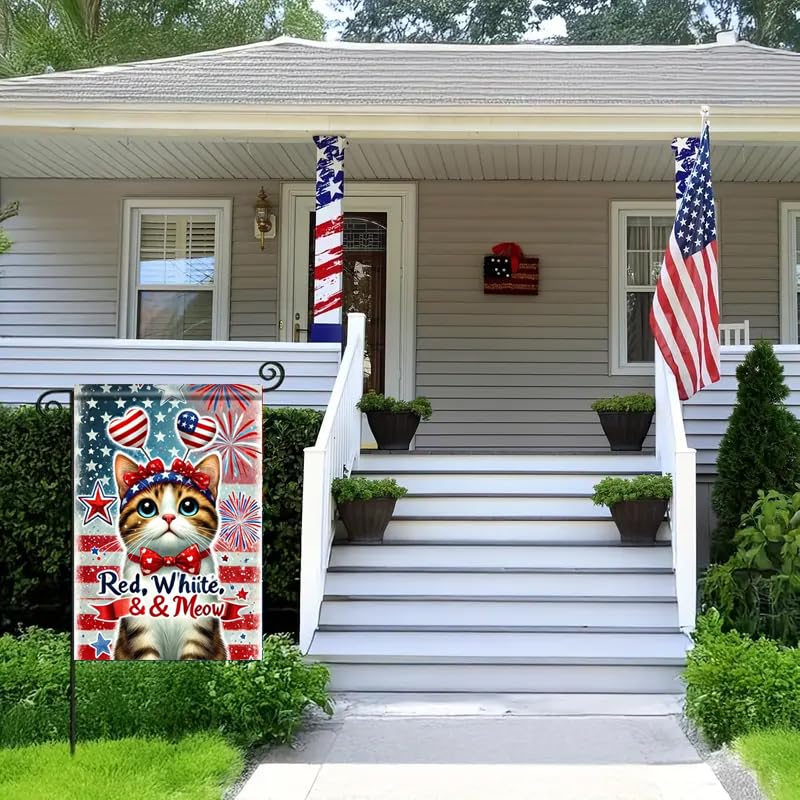 LienzoFest patriotic yard flag, double-sided fireworks for yard flair.