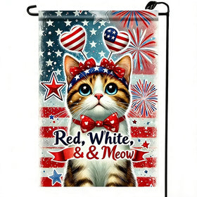 LienzoFest patriotic cat garden flag 12x18, outdoor decor.
