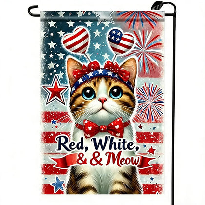LienzoFest patriotic cat garden flag 12x18, outdoor decor.