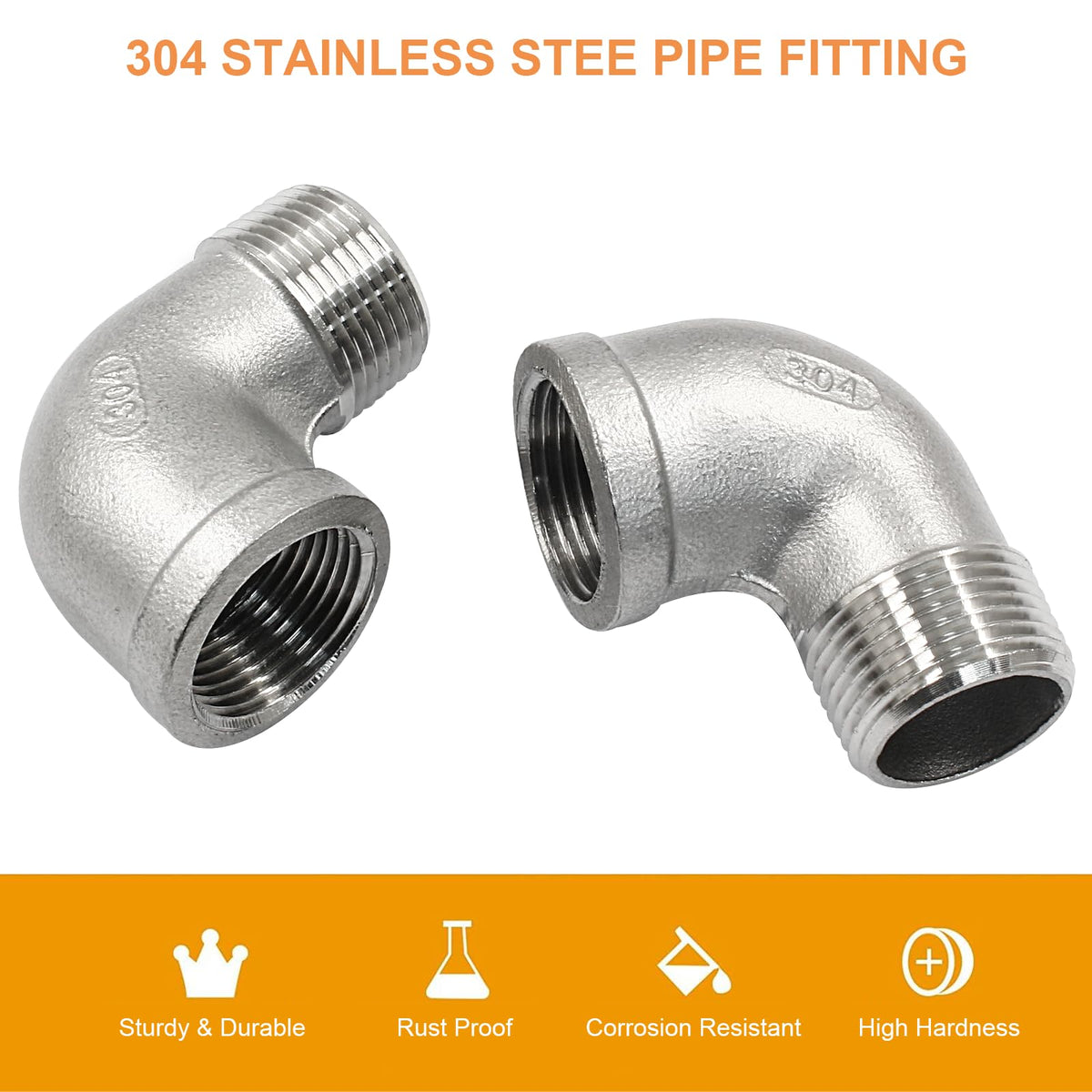 LifCratms elbow fitting for hot and cold applications in stainless steel