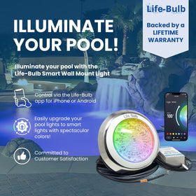 Life-Bulb Smart Pool Light remote control for effortless color changes.
