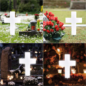Lifeholic Solar Cross Light flower-bed-display brightens garden paths at night.