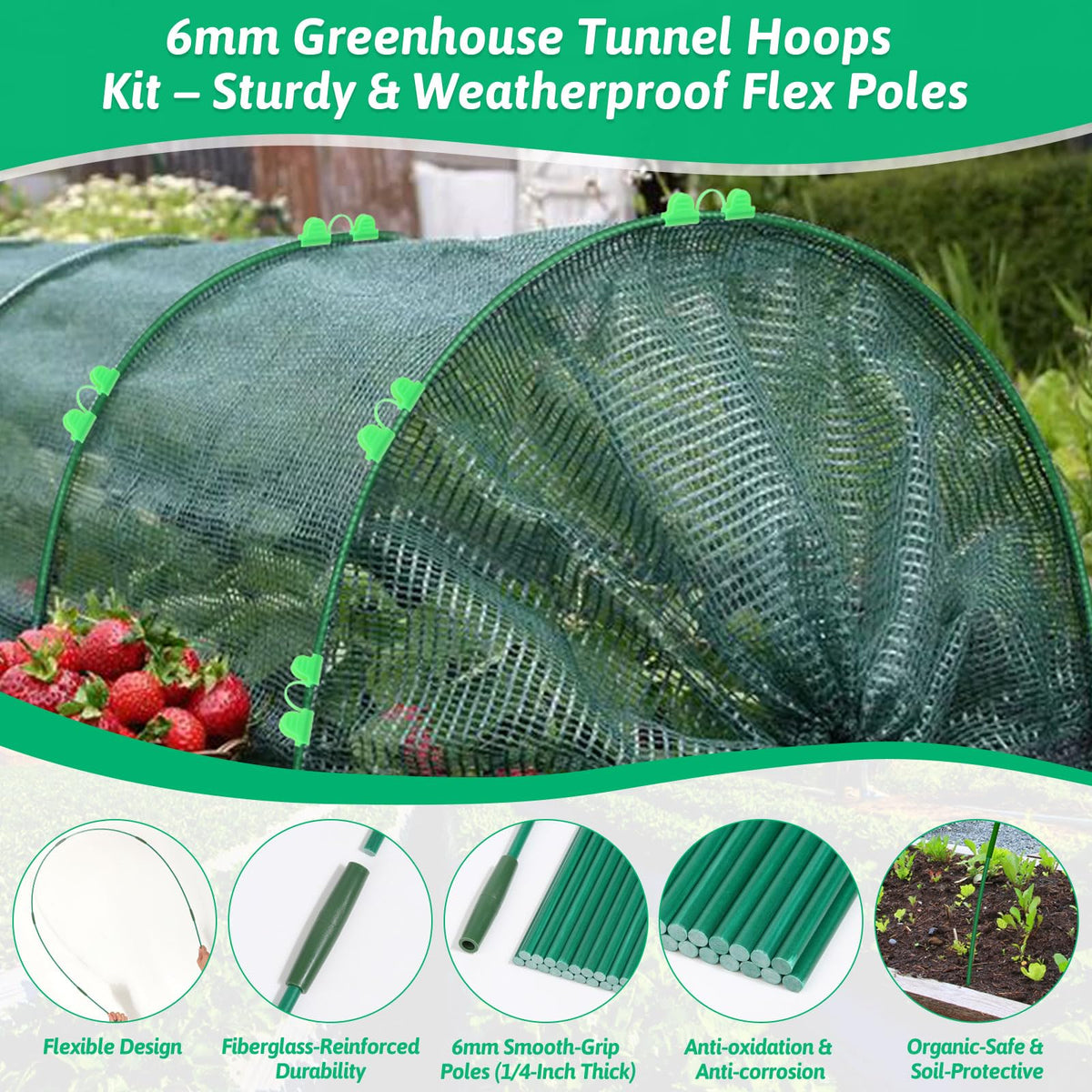LifeisLuck 43 cm hoops cover raised beds evenly for flexible design