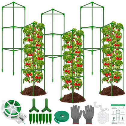 LifeisLuck 6-pack tomato cages 56-inch tall provide sturdy support for tall tomato plants.