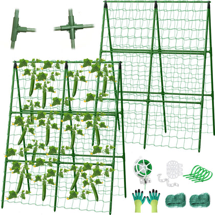 LifeisLuck cucumber trellis A-frame 31x47 inch supports climbing cucumbers neatly in raised beds.
