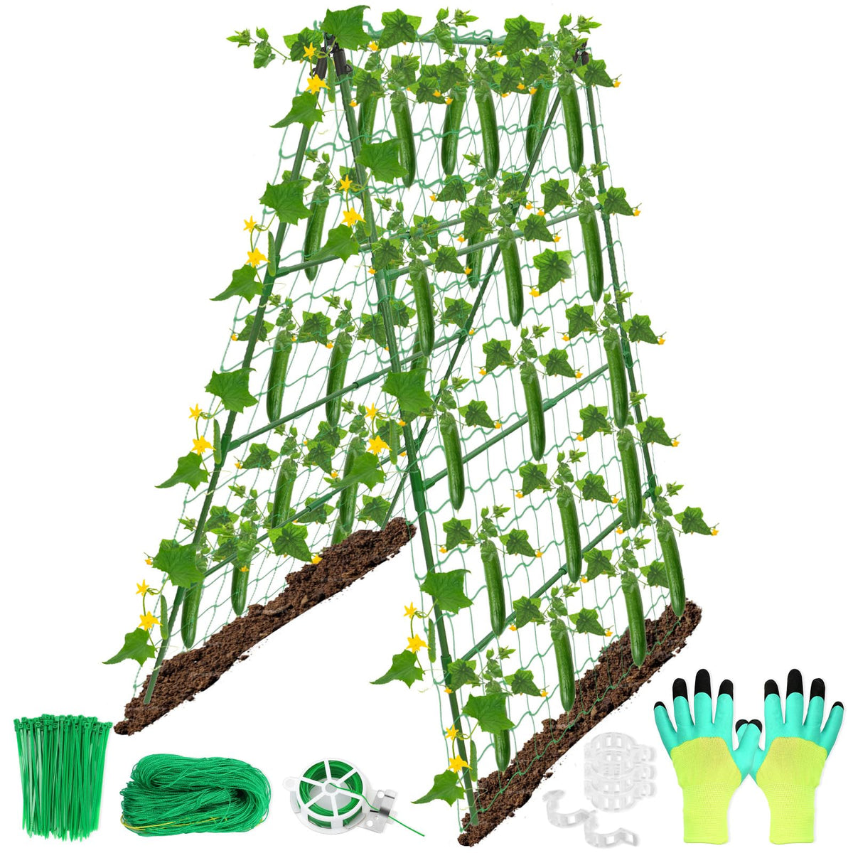 LifeisLuck cucumber trellis with outdoor A-frame provides sturdy support for climbing plants.