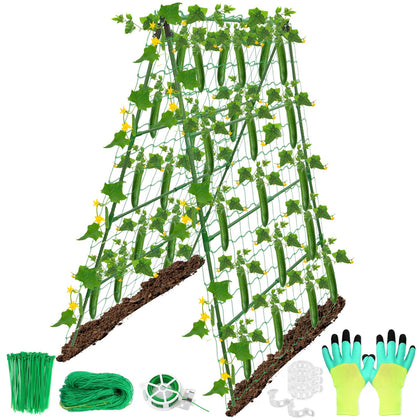 LifeisLuck cucumber trellis with outdoor A-frame provides sturdy support for climbing plants.
