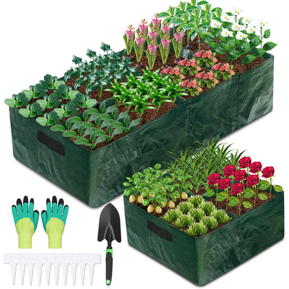 LifeisLuck fabric raised bed showing 6x3 layout for organized vegetable planting