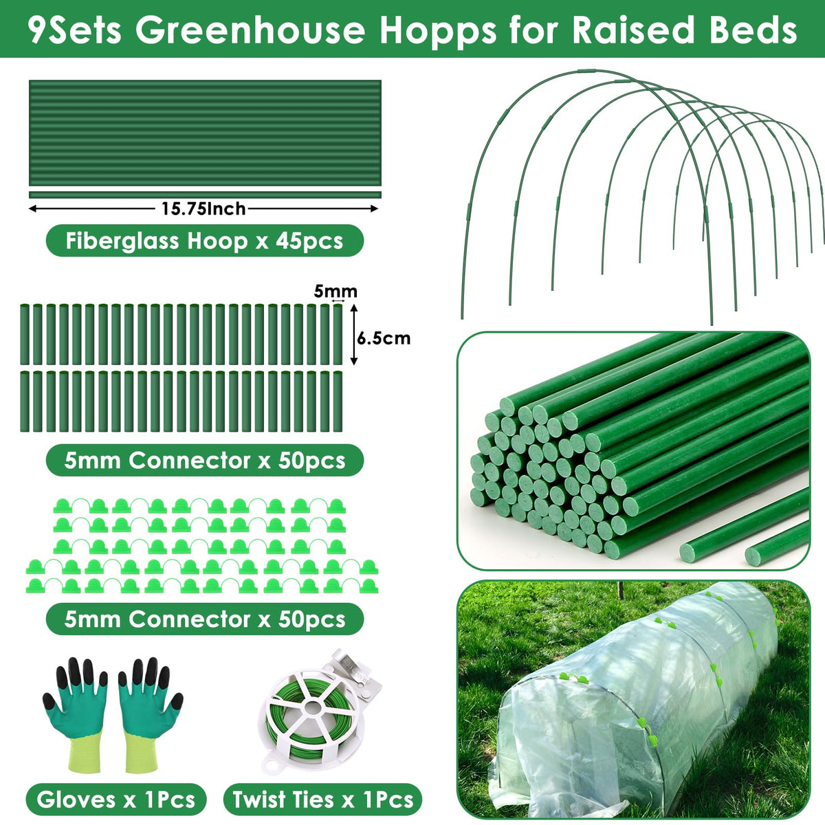 LifeisLuck garden hoops covering raised beds with curved arch design